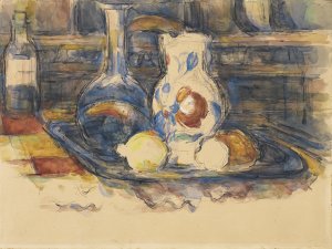 Botella, garrafa, jarro y limones. Paul Cézanne