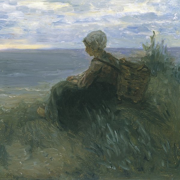 A Fishergirl on a Dune-Top Overlooking the Sea