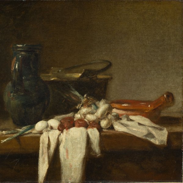 Still Life with Pestle and Mortar, Pitcher and Copper Cauldron