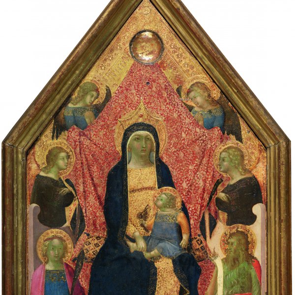 The Virgin and Child enthroned between four Angels, a Martyr Saint and Saint John the Baptist 