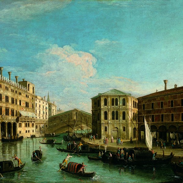 El Gran Canal y puente de Rialto, Venecia, vistos desde el norte
