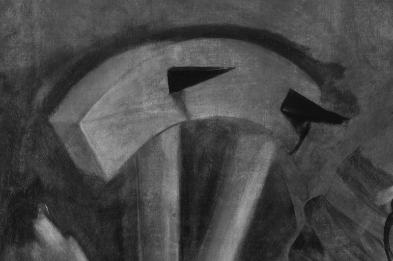 Detail of the gear under infrared reflectography