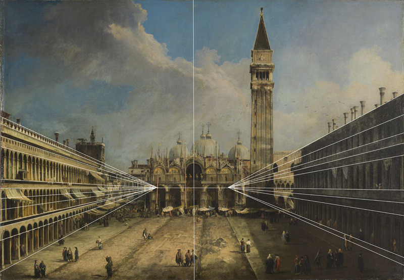 Illustration showing the perspective of the work, illustrating the theatrical space as a stage