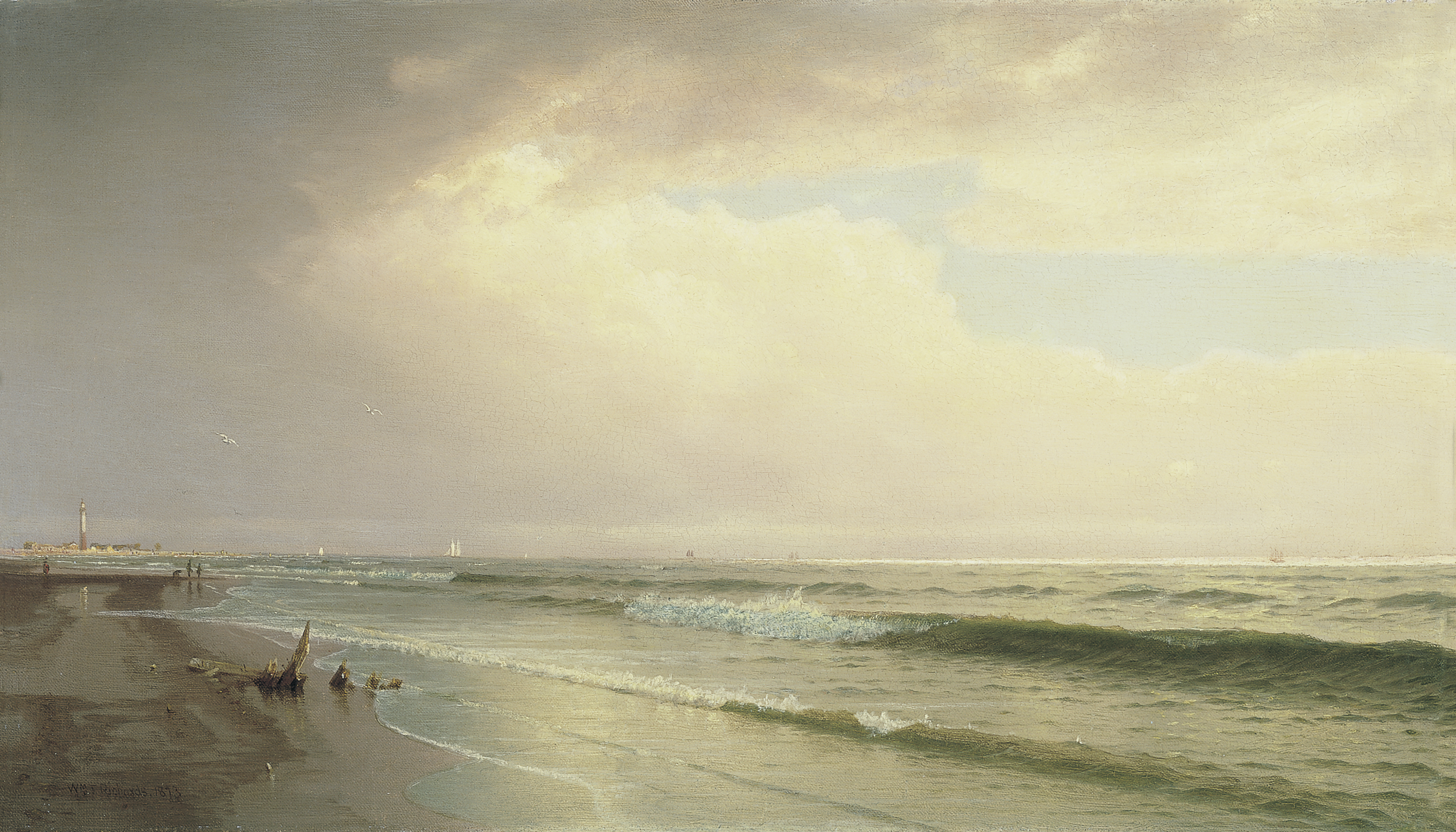 Seascape with Distant Lighthouse, Atlantic City, New Jersey - Richards,  William Trost. Museo Nacional Thyssen-Bornemisza