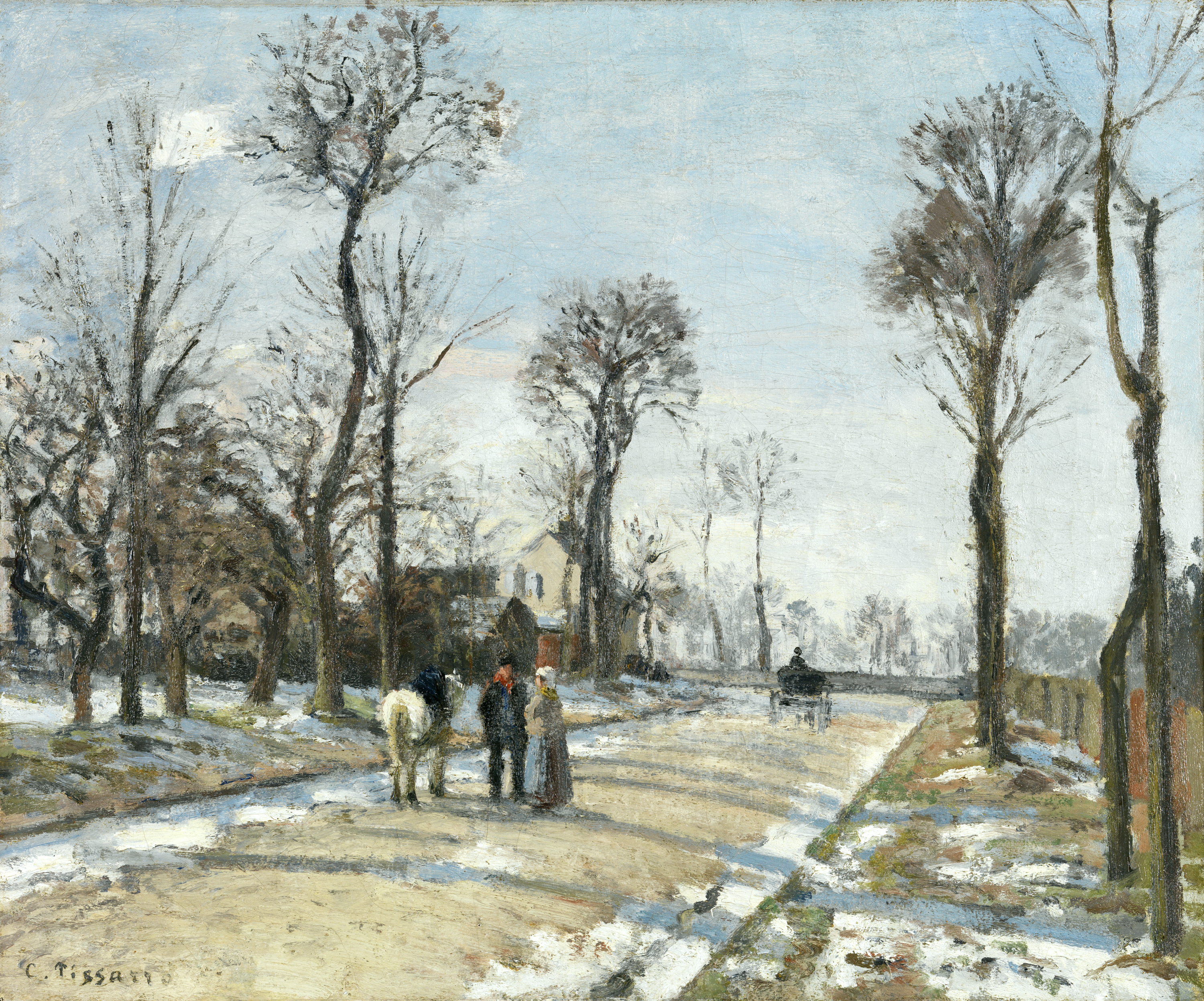 Route de Versailles, Louveciennes, Winter Sun and Snow - Pissarro ...