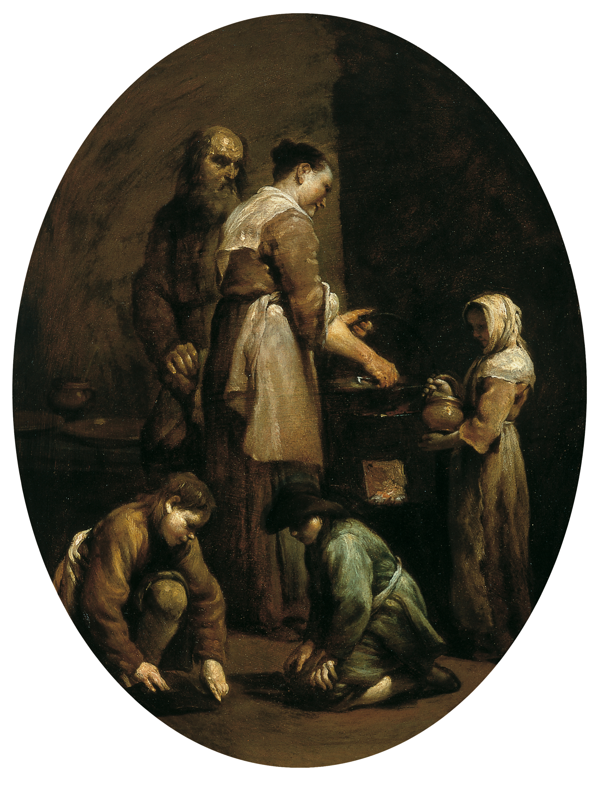 Interior con familia de campesinos - Crespi, Giuseppe Maria. Museo