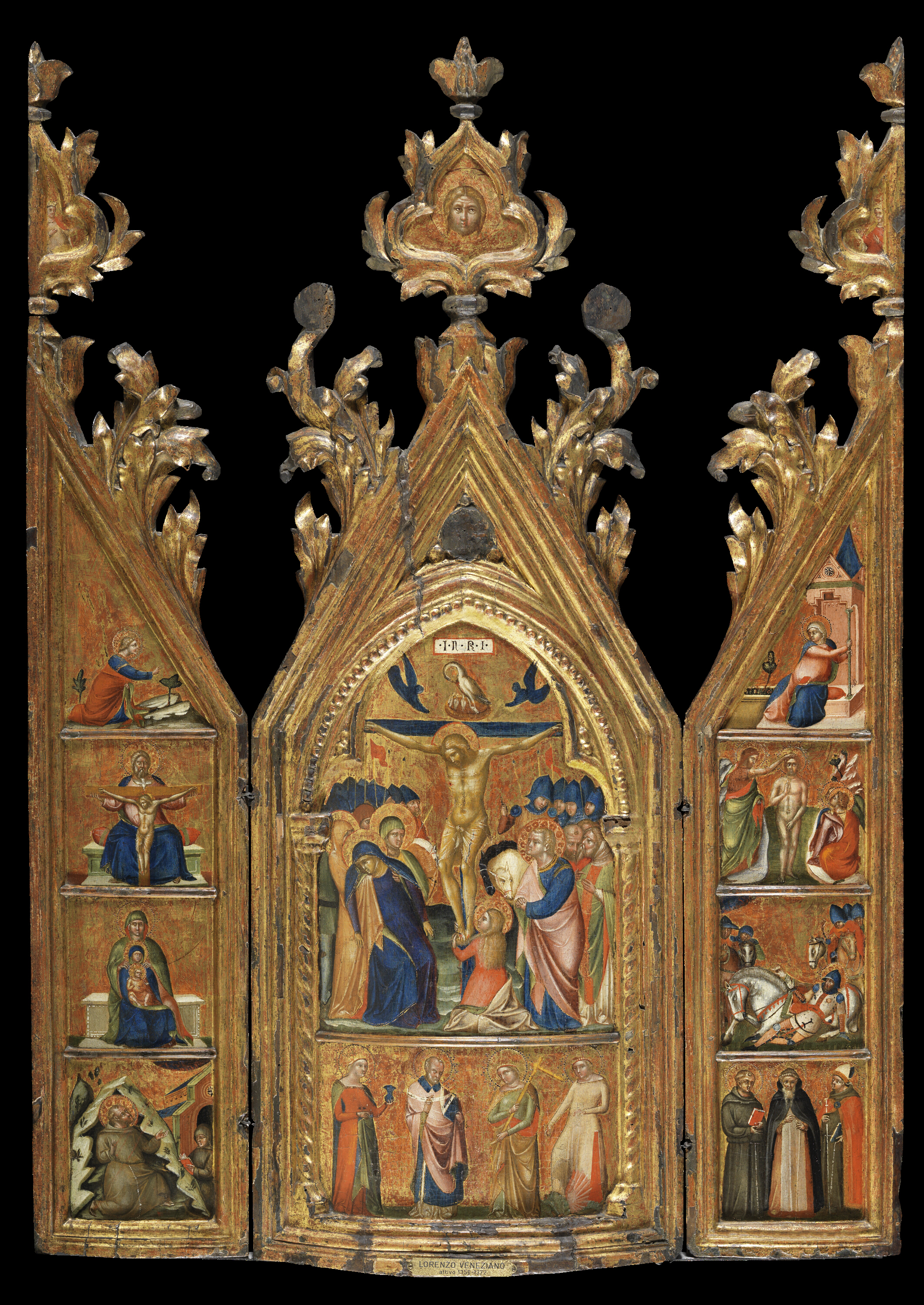 Portable Triptych with a central Crucifixion - Veneziano, Lorenzo