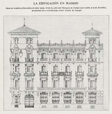 Cesáreo Iradier: Casa del conde de Guaqui, 1917. Biblioteca Nacional de España, Madrid