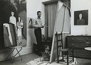 Alex Katz y su hijo Vincent en su estudio de Nueva York, 1961