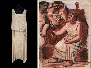 Gabrielle Chanel. Vestido de noche, 1923-1926 / Pablo Picasso. Tres mujeres en la fuente, 1921