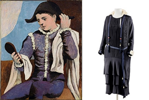 Pablo Picasso. Arlequín con espejo, 1923 / Gabrielle Chanel. Vestido de día, hacia 1922