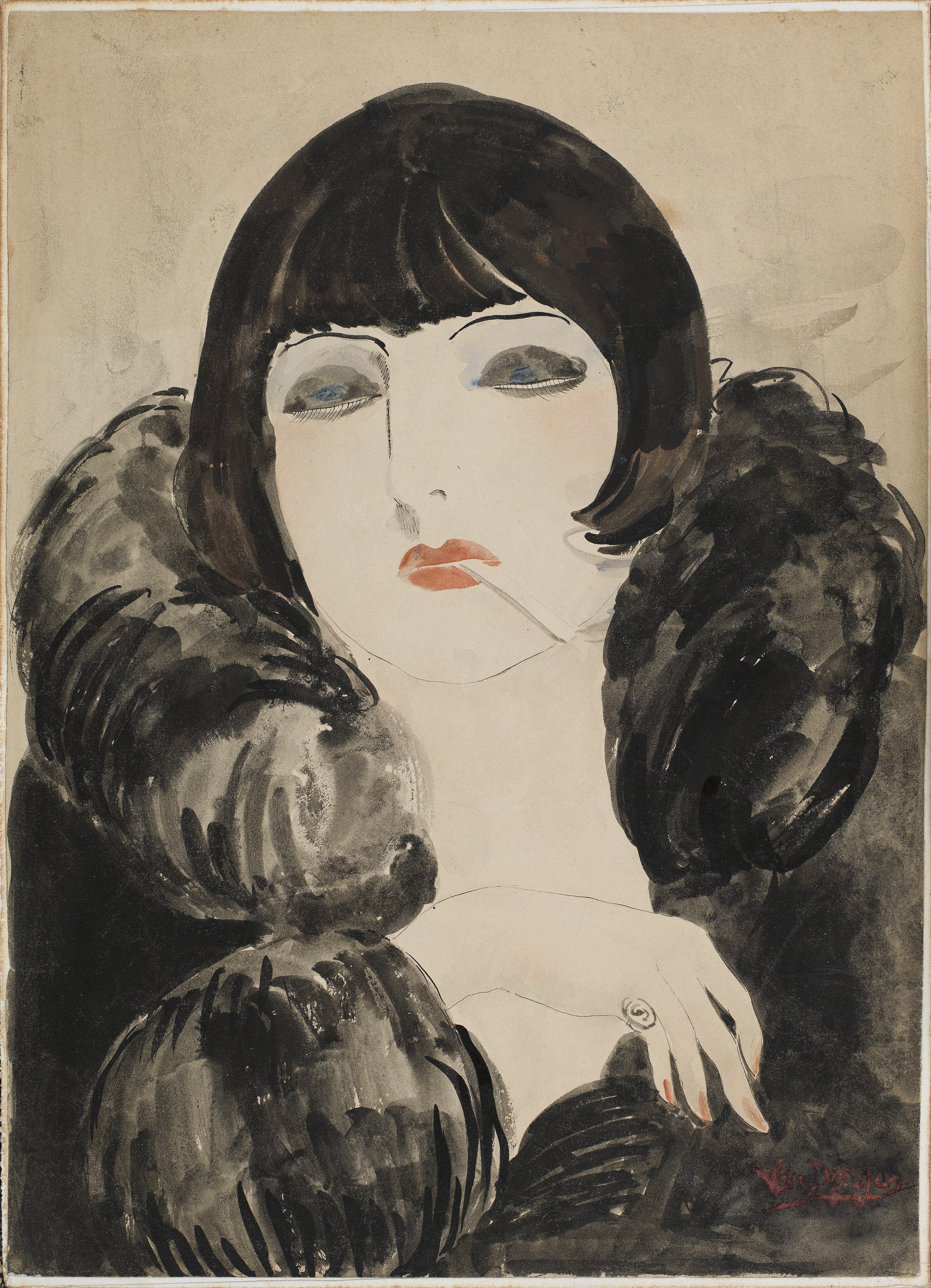 Portrait of a woman with a cigarette (Kiki de Montparnasse) - Dongen, Kees  van. Museo Nacional Thyssen-Bornemisza