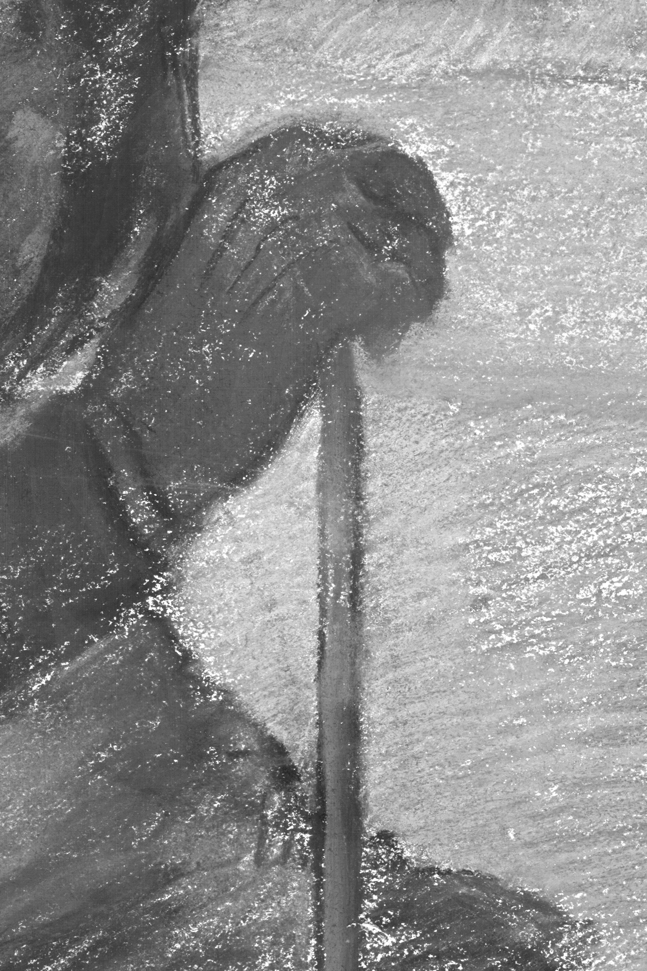 Detalle de la reflectografía infrarroja de la obra “En la sombrerería”, de Edgar Degas