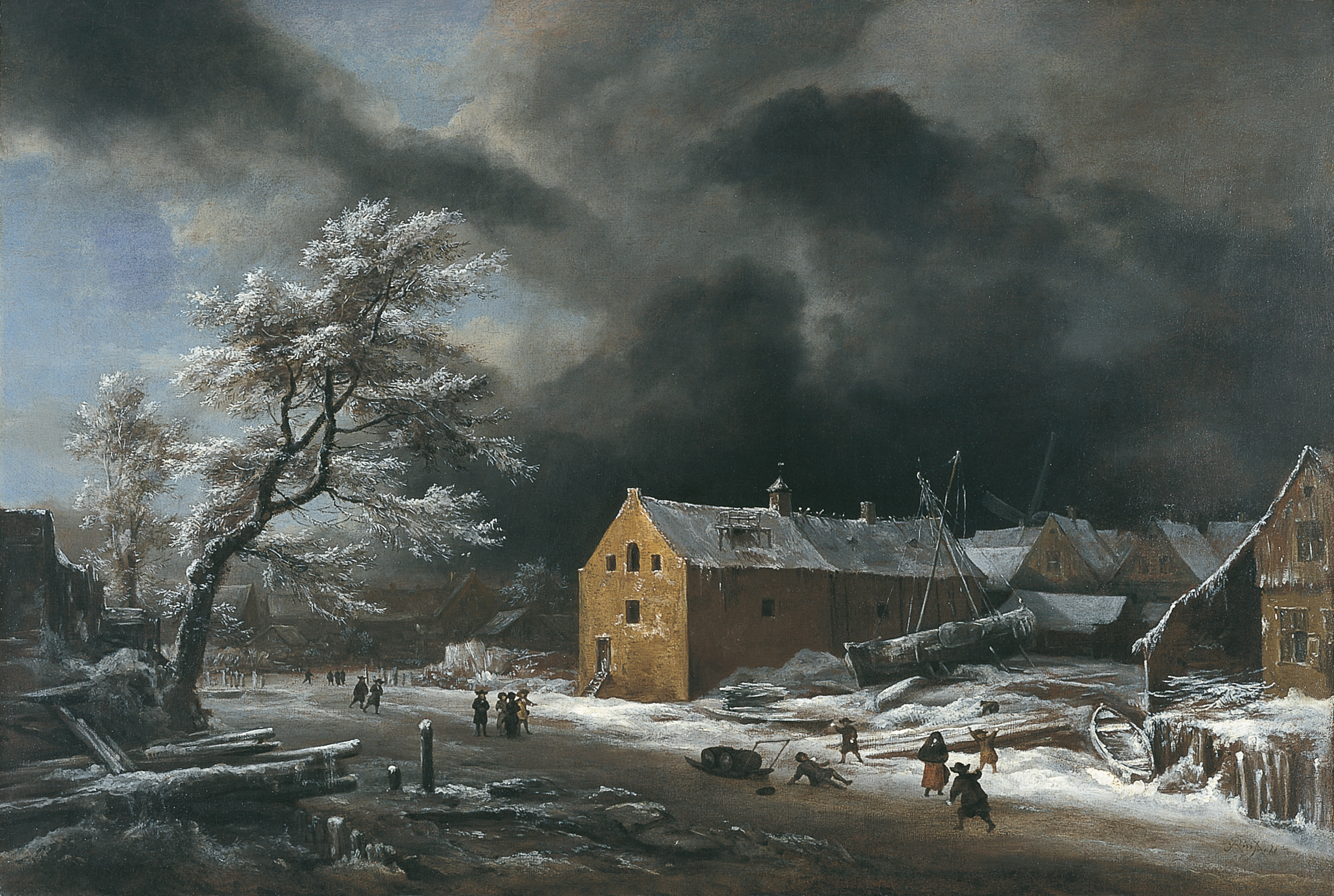Winter Landscape Ruisdael Jacob Isaacksz Van Museo Nacional Thyssen Bornemisza
