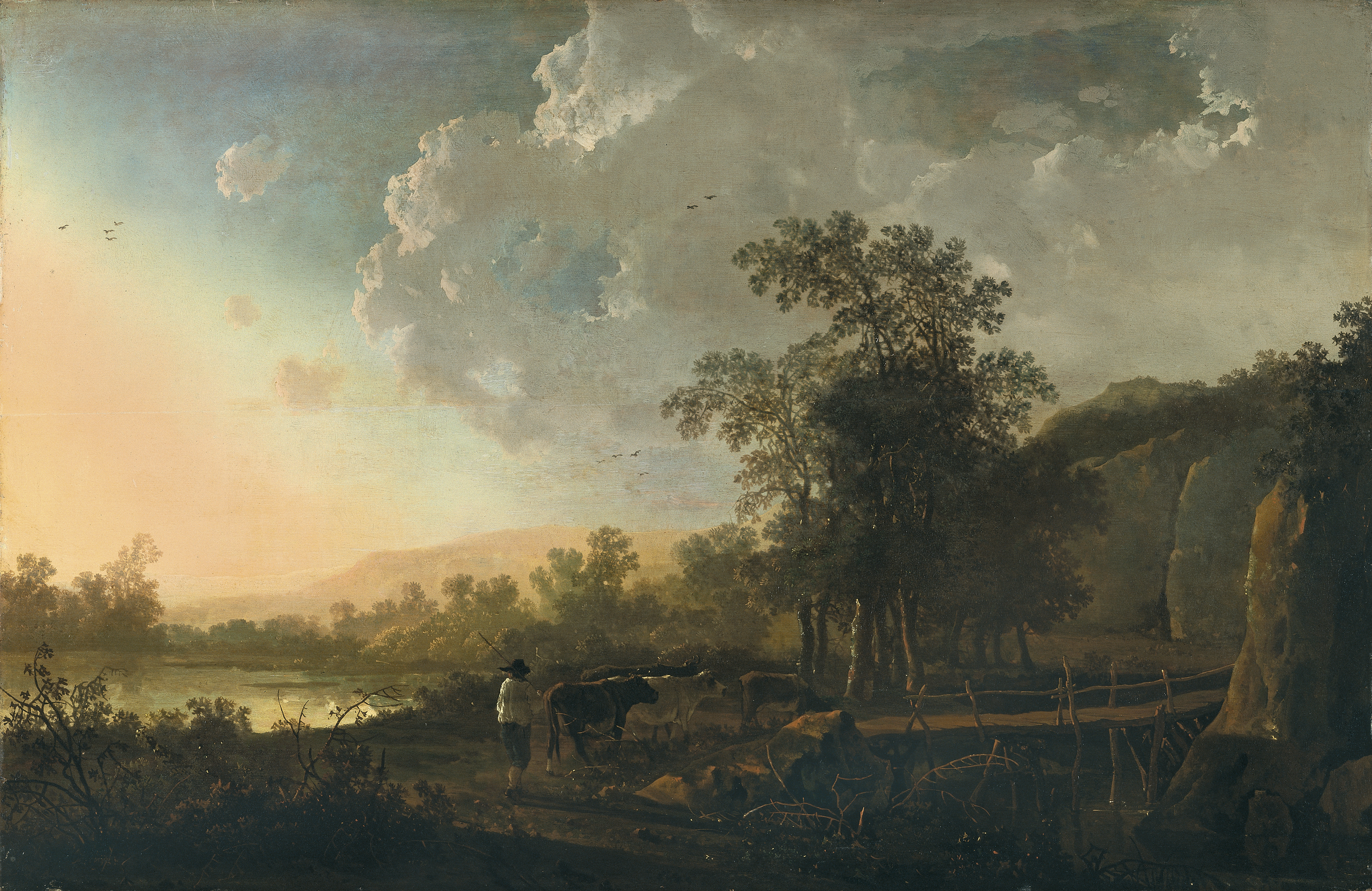 Landscape with a Sunset - Cuyp, Aelbert Jacobsz.. Museo Nacional