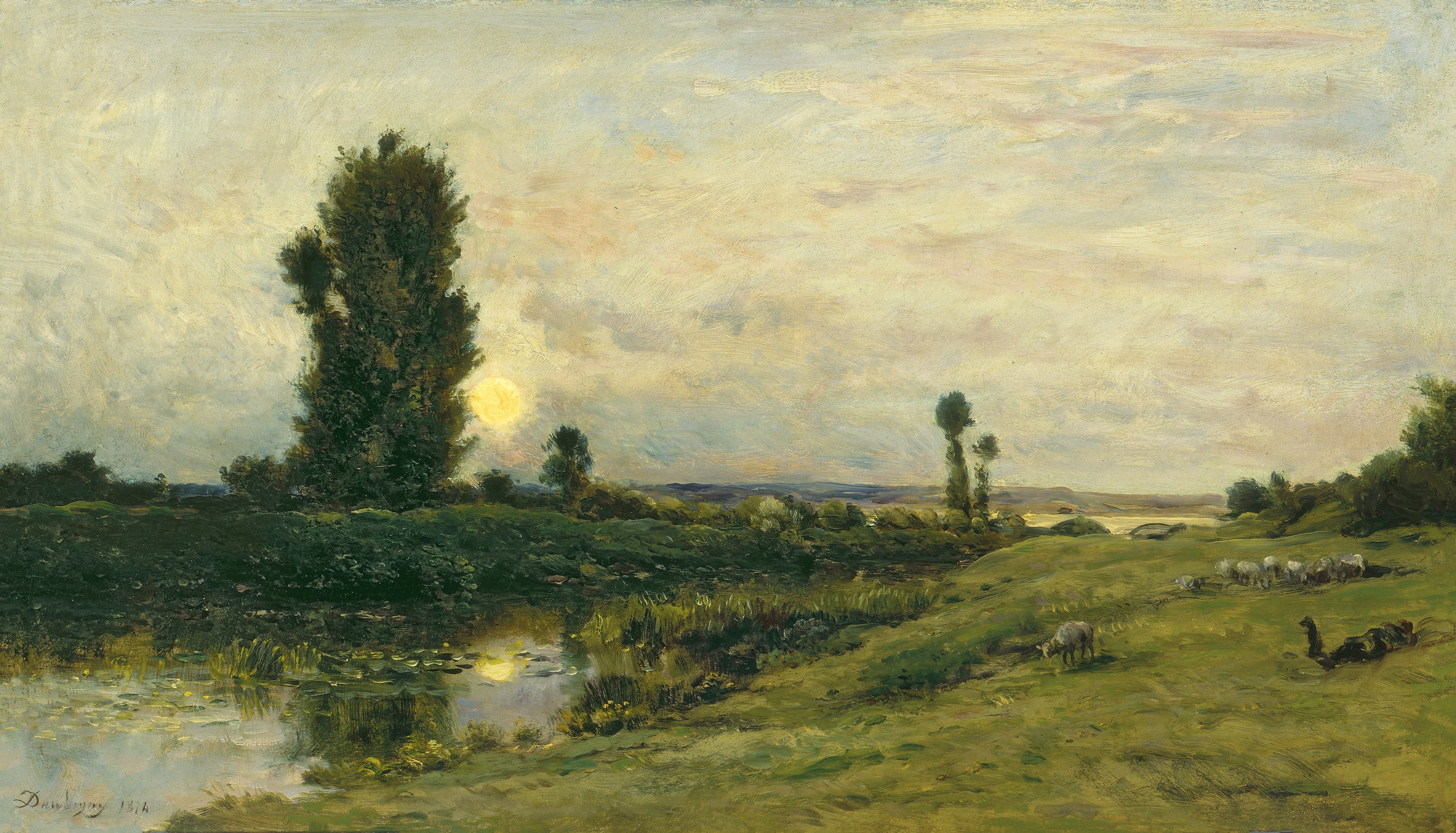 Moonrise on the Banks of the River Oise - Daubigny, Charles