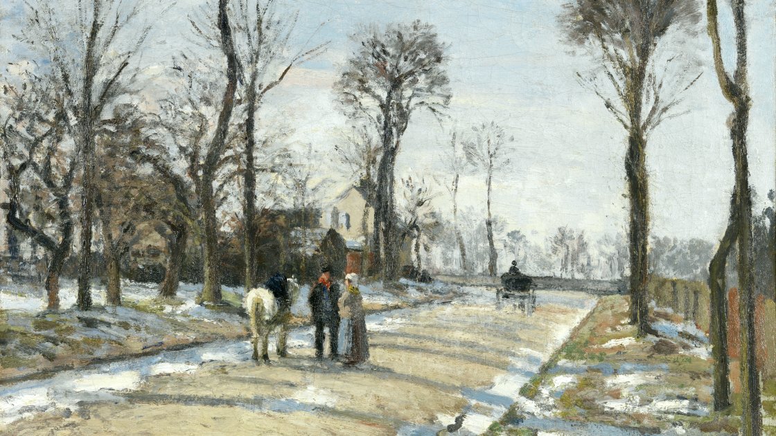 PISSARRO_CAMILLE. Camino de Versalles, Louveciennes, sol de invierno y nieve