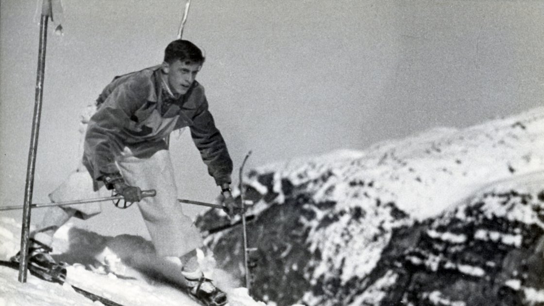 Hans Heinrich esquiando, hacia 1945