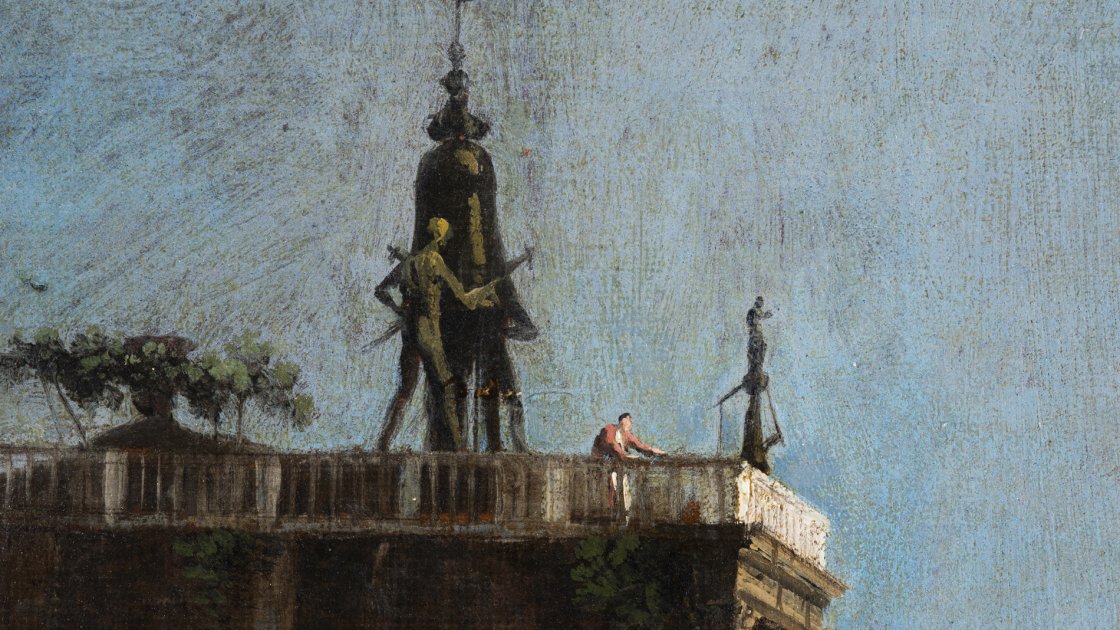 Detalle en macrofotografía de la obra de Canaletto “La plaza de San Marcos en Venecia”