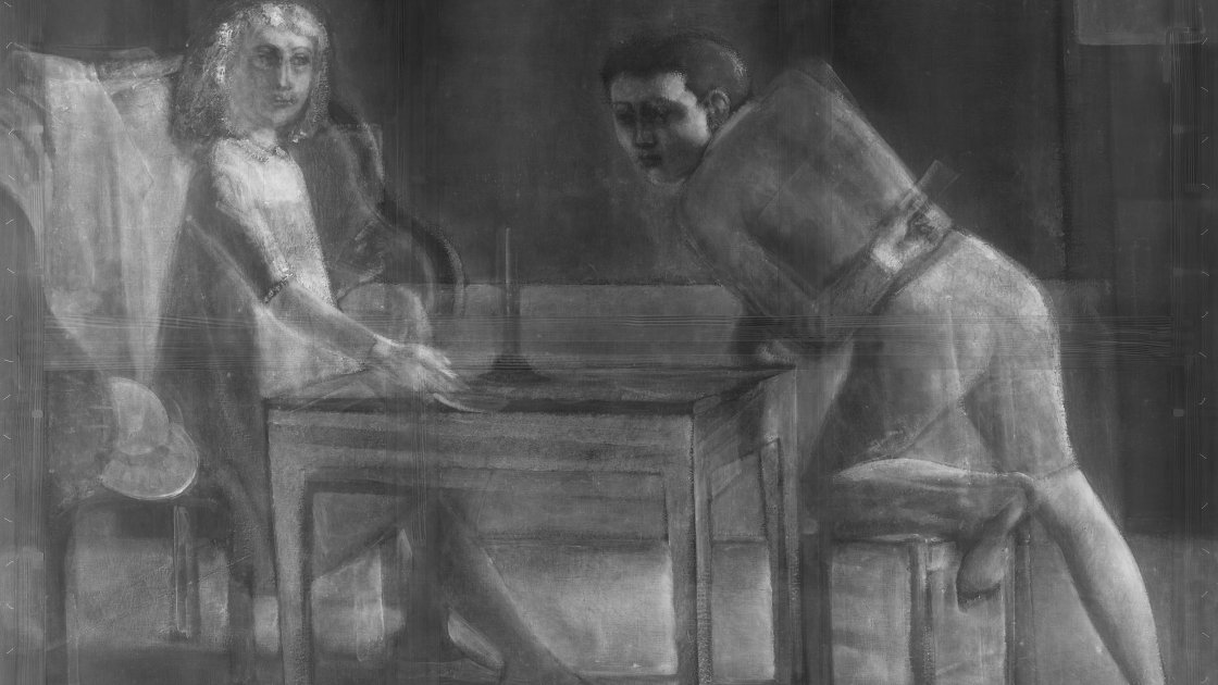 Imagen de la radiografía de “La partida de naipes” 1948- 1950 de Balthus