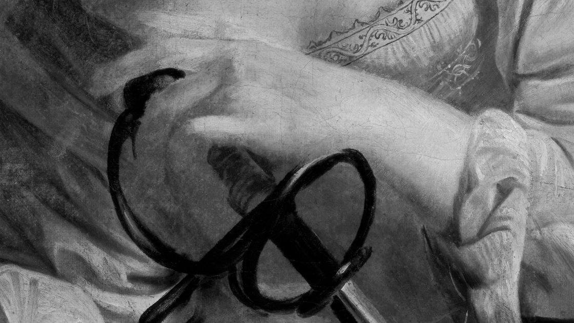Detalle de la imagen infrarroja de la obra de Caravaggio "Santa Catalina de Alejandría"