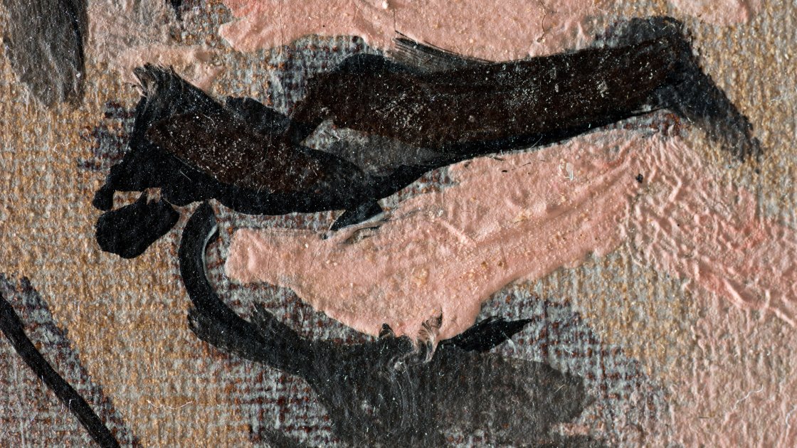 Detalle de la macrofotografía de la obra Arlequín con espejo, de Picasso