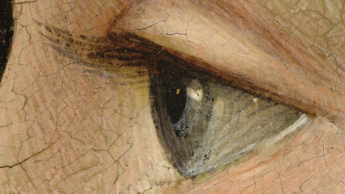 Detalle en macrofotografía de la obra de Ghirlandaio "Retrato de Giovanna Tornabuoni" Detalle en macrofotografía de la obra de Ghirlandaio "Retrato de Giovanna Tornabuoni"