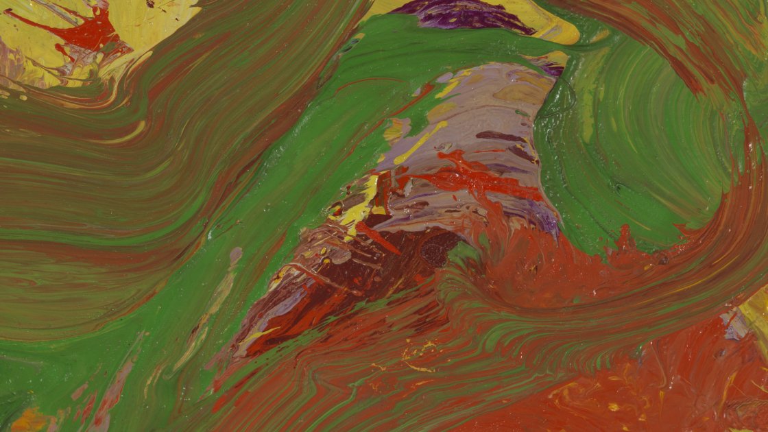 Detalle en macrofotografía de la obra "Hombre rojo con bigote" de Willem De Kooning