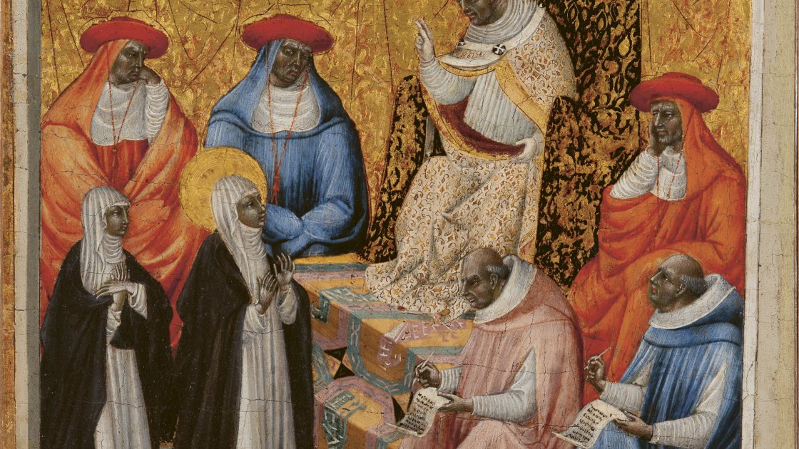 Santa Catalina ante el Papa en Aviñón. Giovanni DI PAOLO