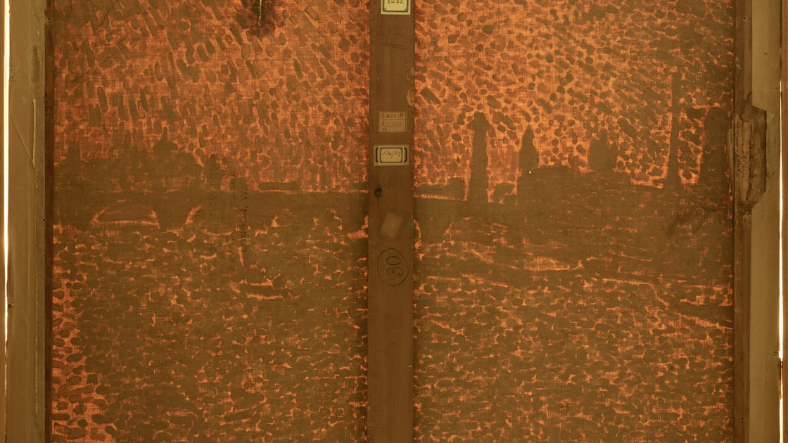 Imagen con luz transmitida de la obra de André Derain "El puente de Waterloo"
