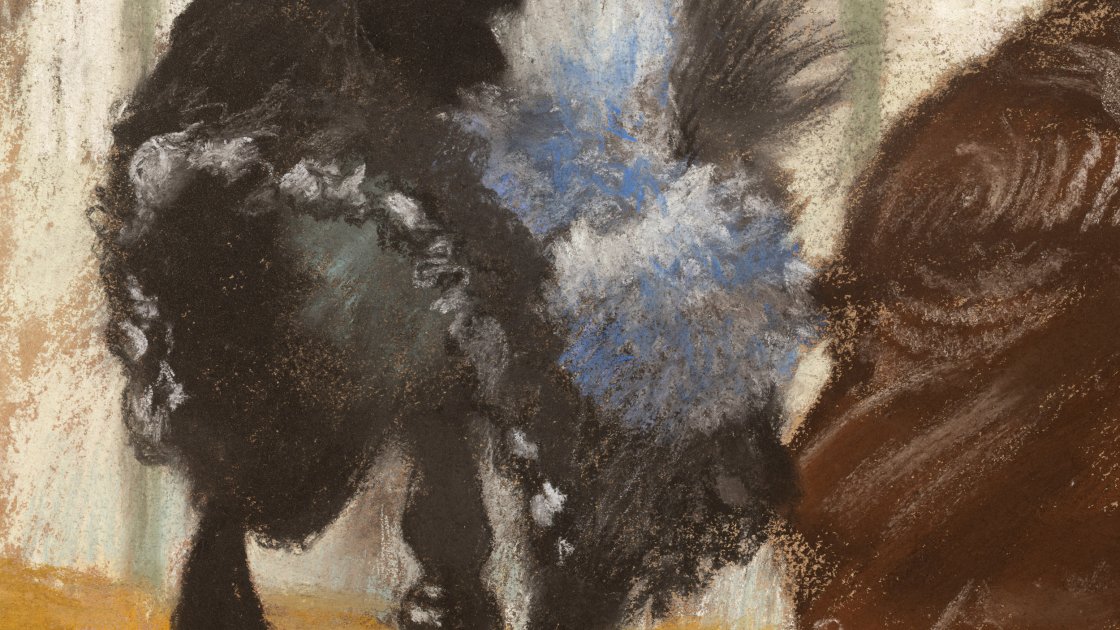 Detalle de la obra de Degas, “En la sombrerería”