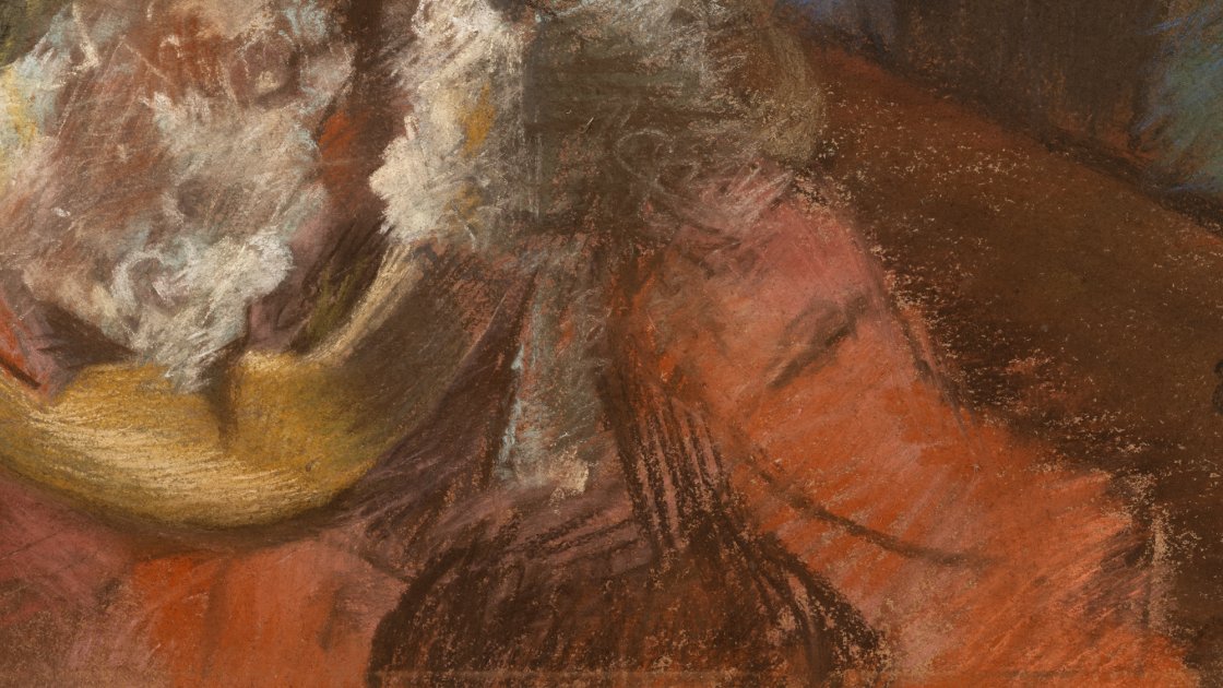 Detalle de la obra “En la sombrerería”, de Edgar Degas