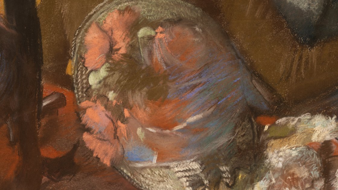Detalle de la imagen visible de la obra “En la sombrerería”, de Edgar Degas