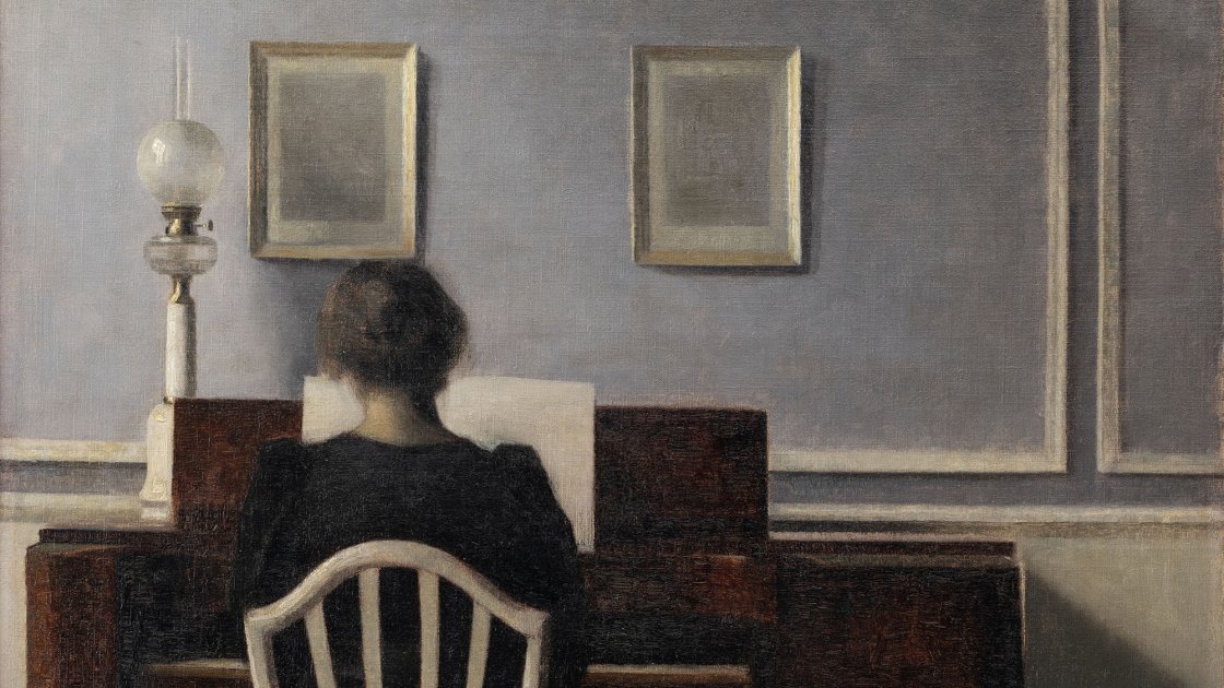 Vilhelm Hammershøi. Interior con mujer al piano, Strandgade 30, 1901