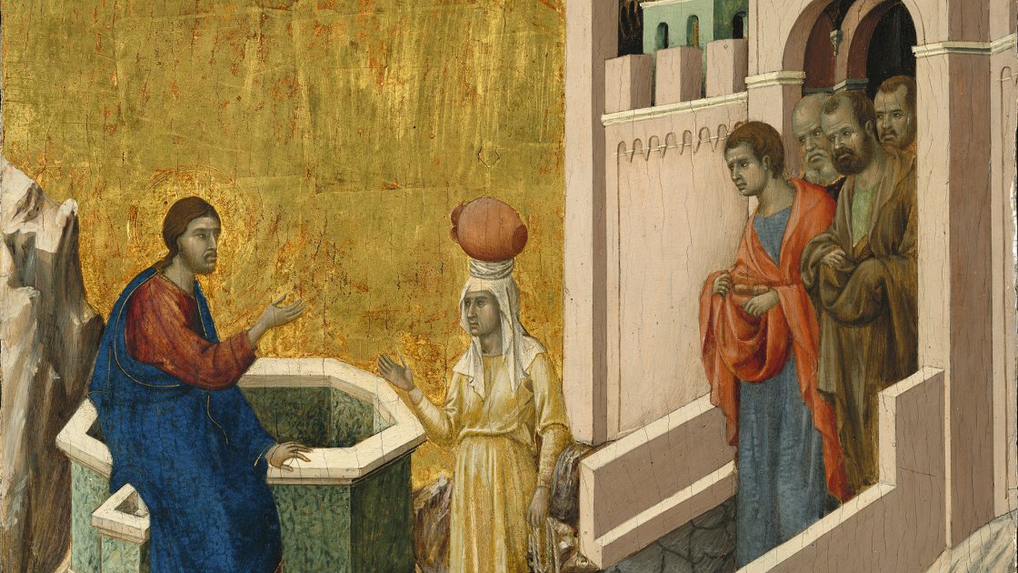Cristo y la samaritana. Duccio DI BUONINSEGNA