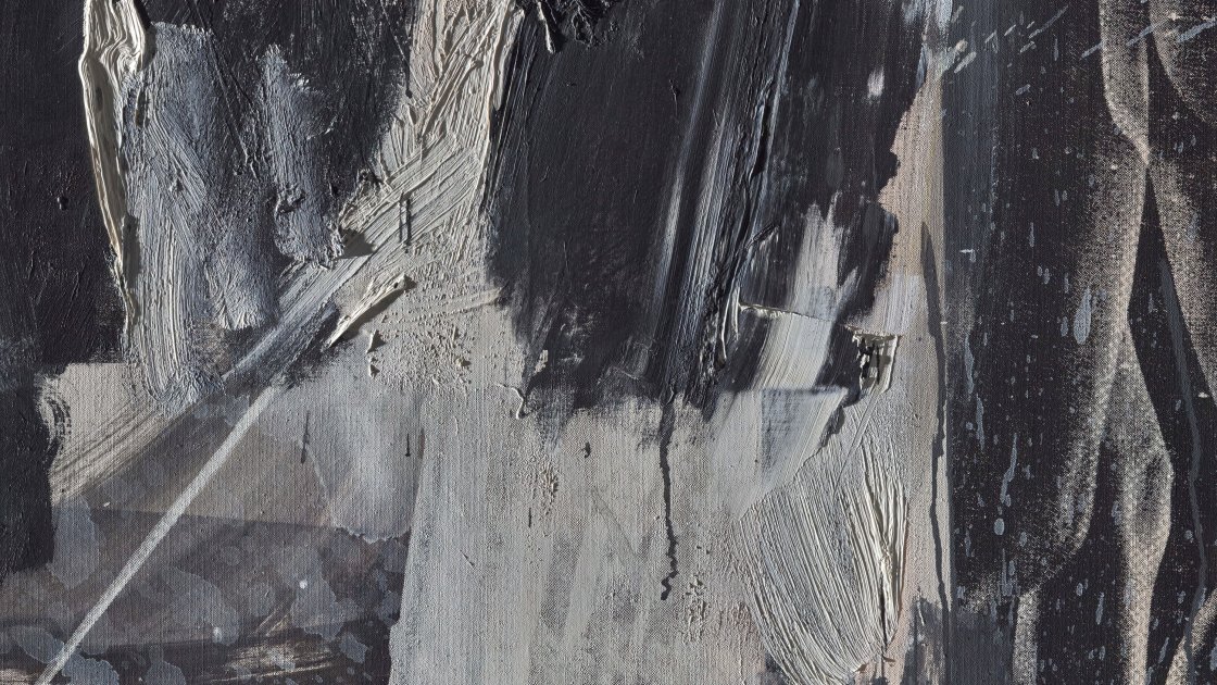 Detalle con luz rasante de la técnica de la obra “Express” de Robert Rauschenberg