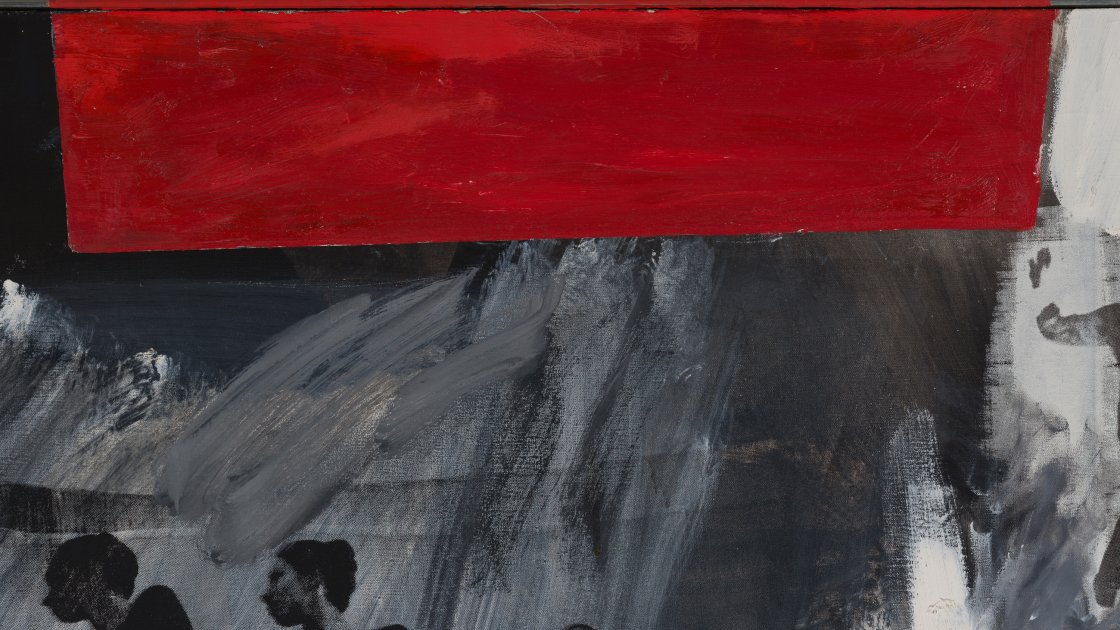 Detalle del marco de la obra “Express” de Robert Rauschenberg