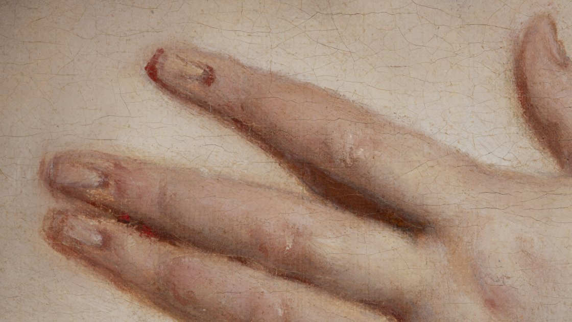 Detalle del contorno de las carnaciones de la obra “Venus y Cupido”
