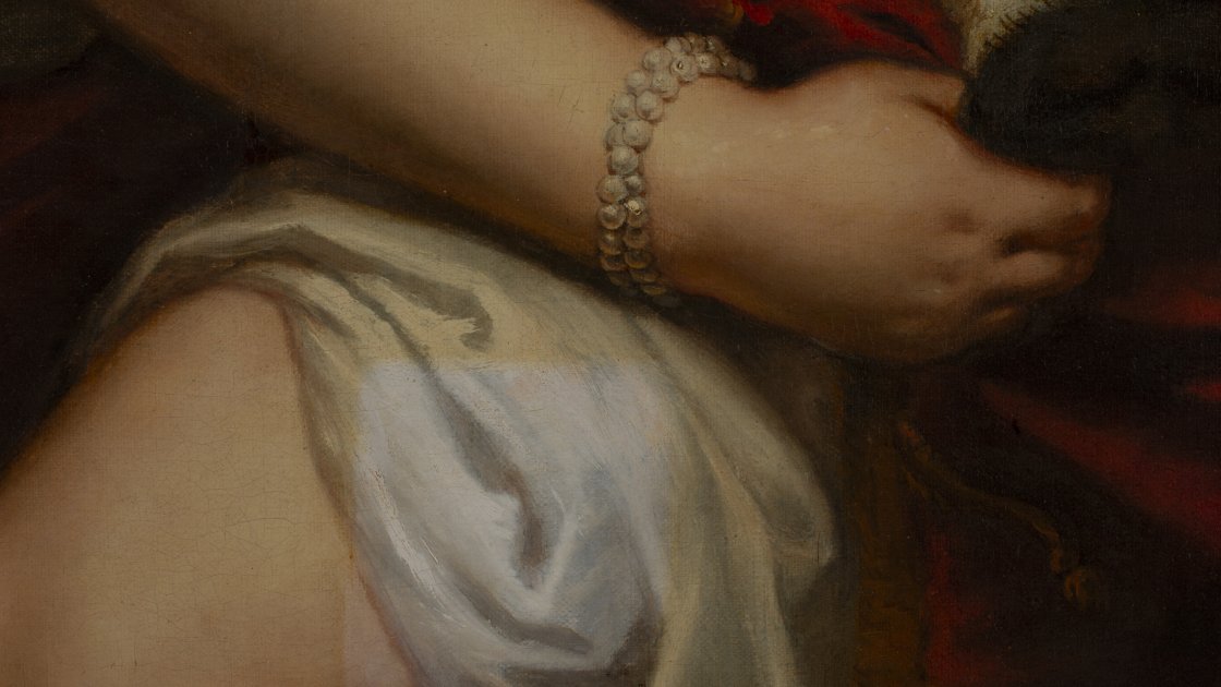 Detalle del proceso de limpieza de la obra de Rubens, “Venus y Cupido”