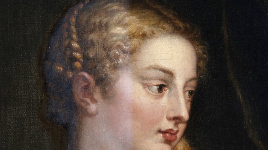 Detalle del procedimiento de limpieza realizado en la pintura “Venus y Cupido”, obra de Peter Paul Rubens