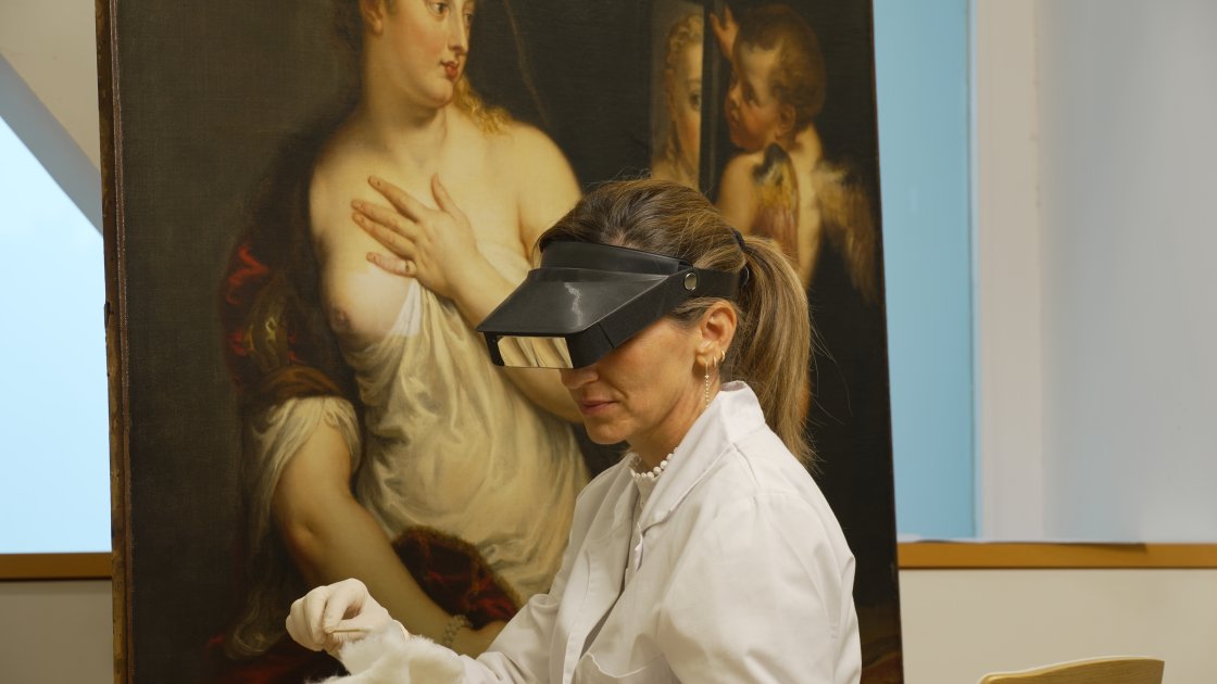 Proceso de limpieza de “Venus y Cupido”, de Rubens