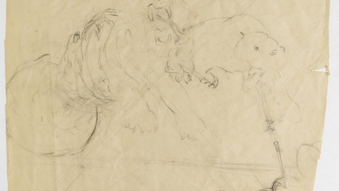 Estudio para "Un segundo antes del despertar de un sueño provocado por el vuelo de una abeja alrededor de una granada" c.1944