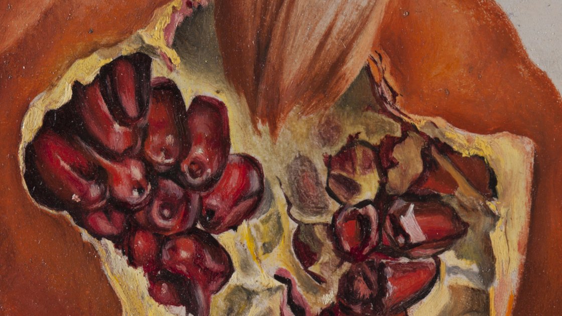 Detalle de la granada de la obra “Un segundo antes del despertar de un sueño provocado por el vuelo de una abeja alrededor de una granada”, de Salvador Dalí