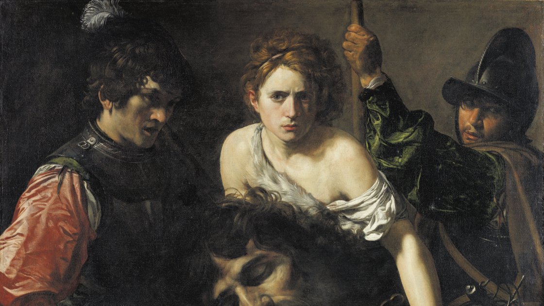 David con la cabeza de Goliat y dos soldados. Valentin DE BOULOGNE