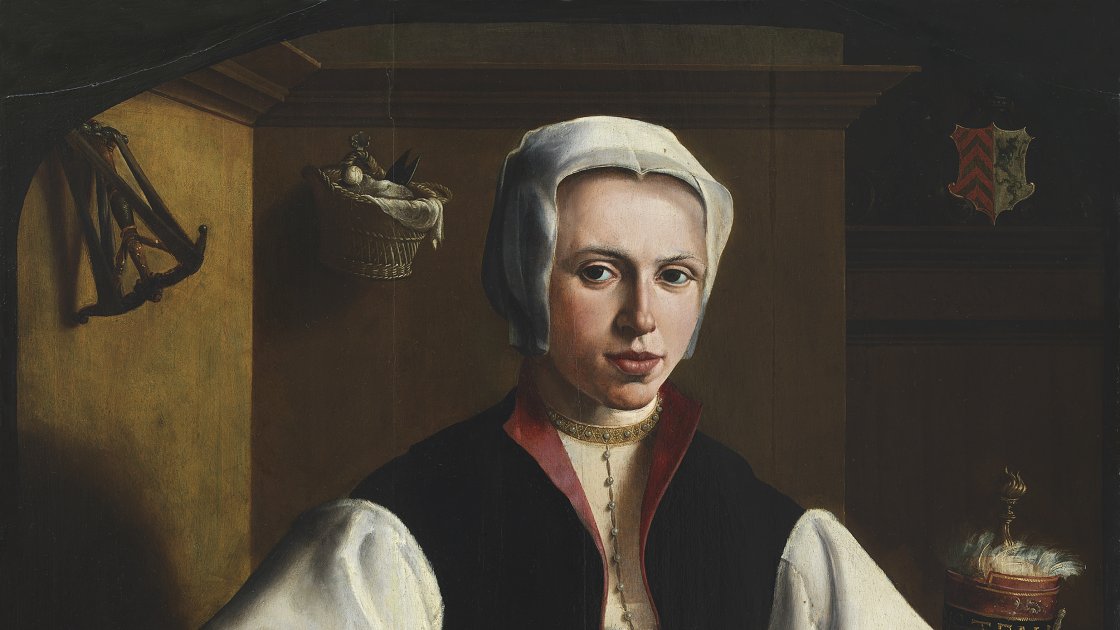 Retrato de una dama hilando. Maerten van Heemskerck