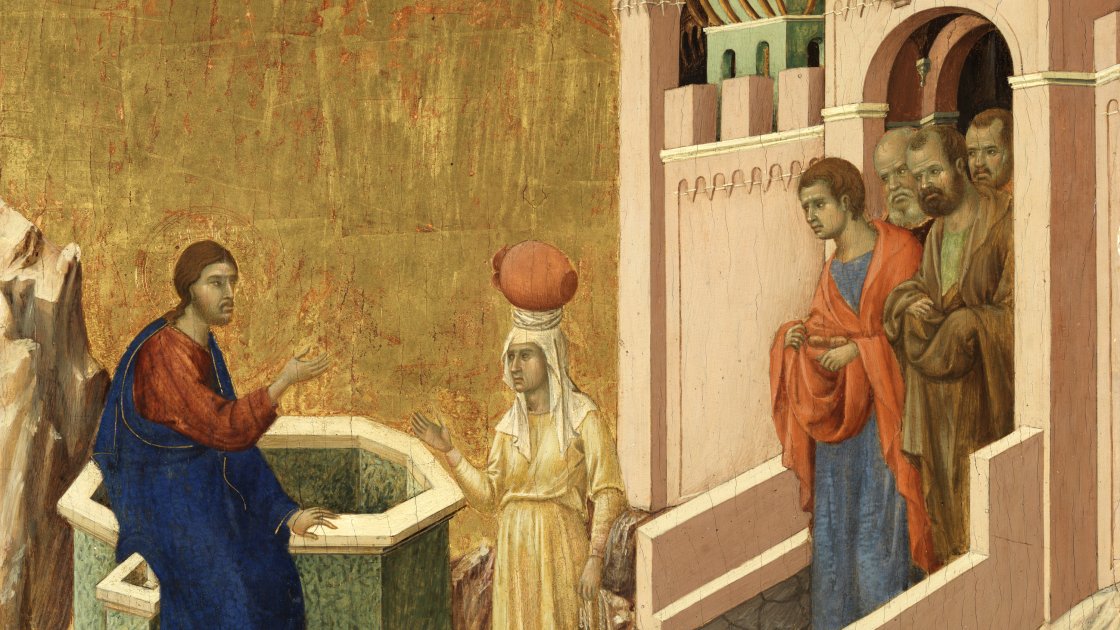 Cristo y la samaritana. Duccio DI BUONINSEGNA