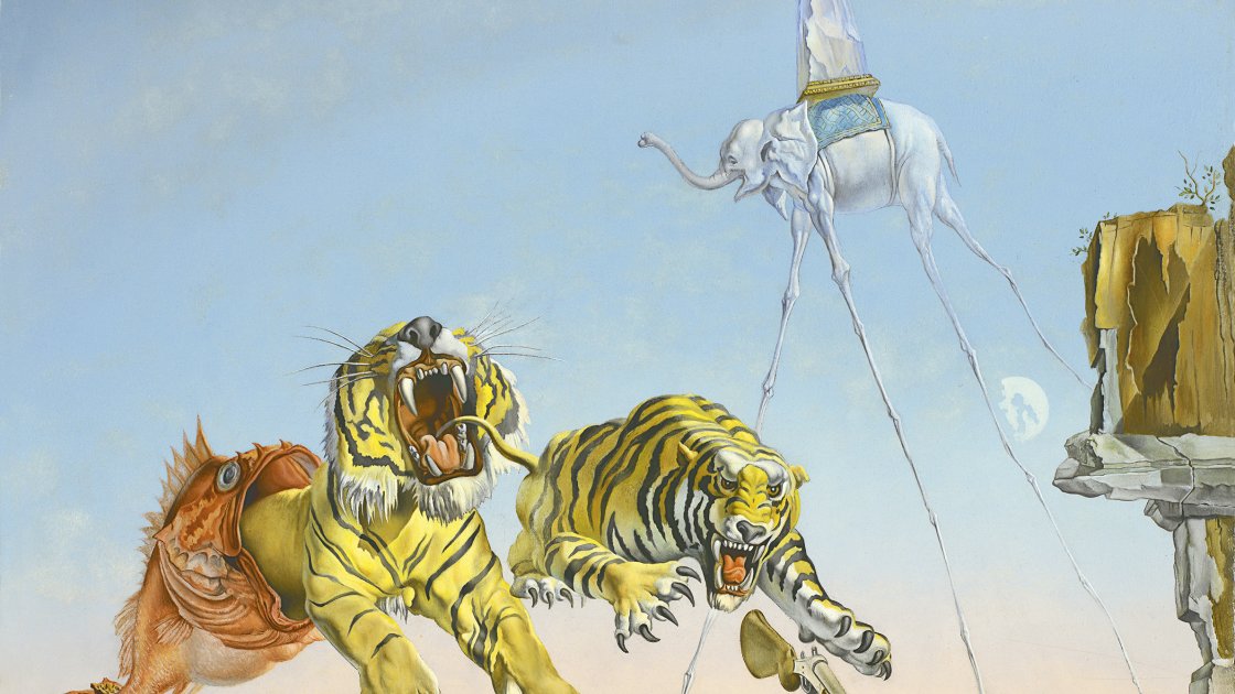 Sueño causado por el vuelo de una abeja alrededor de una granada un segundo antes del despertar. Salvador Dalí