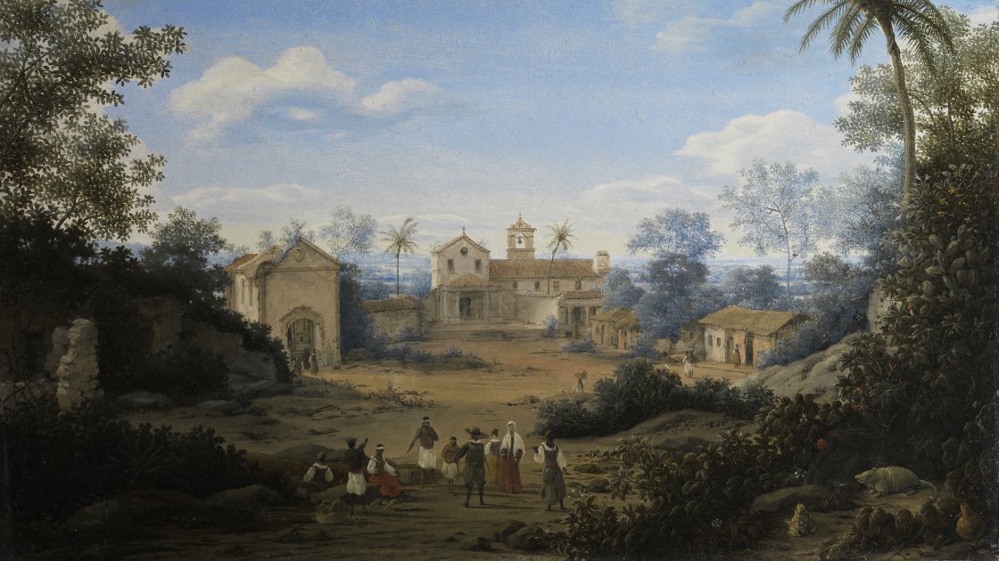 La Iglesia de S. Cosme y S. Damián, y el monasterio franciscano de Igaraçu, Brasil. Frans Jansz. Post