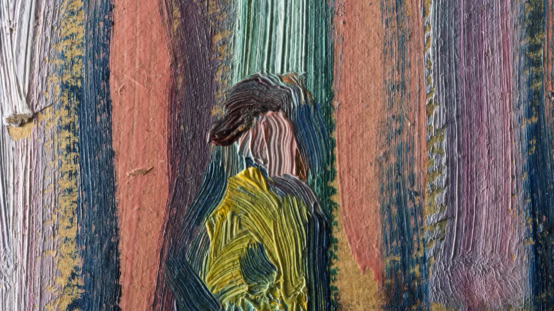 Detail in raking light image of Kandinsky's "Murnau. Top the of Johannisstrasse" Detail in raking light image of Kandinsky's "Murnau. Top the of Johannisstrasse"