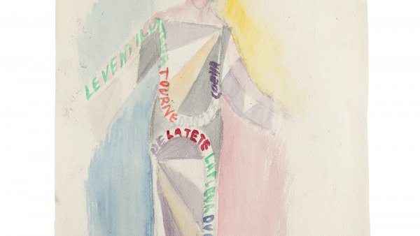 Sonia Delaunay, Dress-Poem: The Extractor Fan Turns in the Head’s Heart (text by Tristan Tzara)